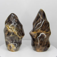 Two Black Moonstone Flames for new moon altar décor