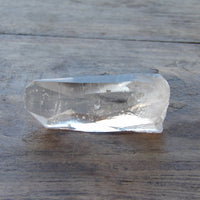 Lemurian quartz crystal showing horizontal striations