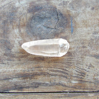 Natural Lemurian quartz point photographed by an Arizona crystal shop