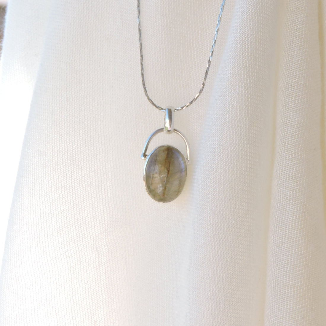 Reversible Moonstone and Labradorite Pendant