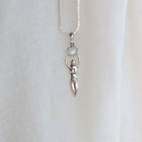 Rainbow Moonstone Goddess Pendant