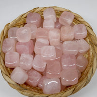Rose Quartz Cubes in basket - Madagascar