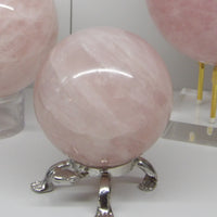 Natural rose quartz sphere, soft pink crystal for love and heart healing