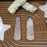 12-sided faceted rose quartz points