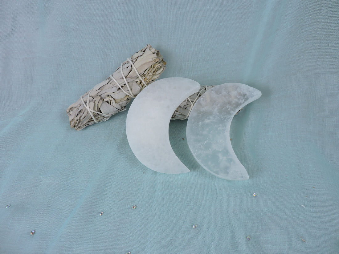 Selenite Crescent Moon $12 (Each) Choose Your Crystal