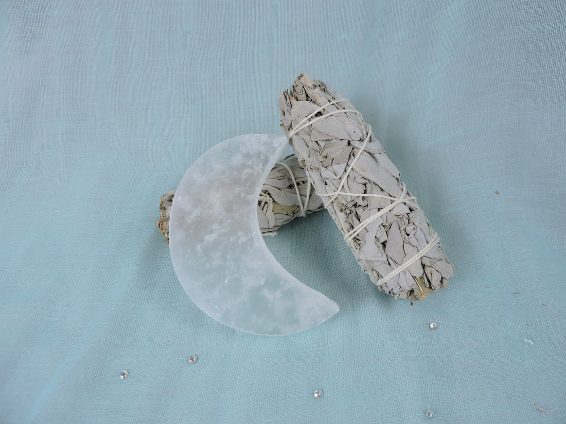 Selenite Crescent Moon $12 (Each) Choose Your Crystal