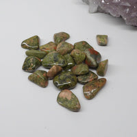Small Unakite tumbled stones in green and pink
