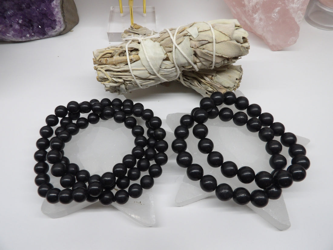 Natural Shungite beaded bracelets