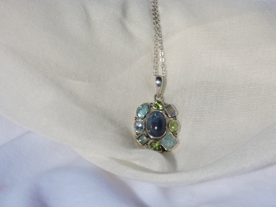 Multi-Gemstone Pendant – A Symphony of Serenity and Elegance