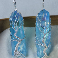 Aqua Aura Wire Wrapped Pendant (Price Per Piece)