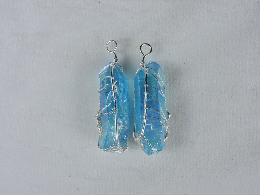 Aqua Aura Wire Wrapped Pendant (Price Per Piece)