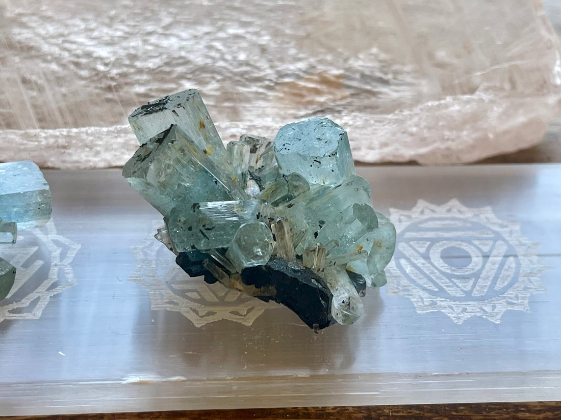 Aquamarine with Black Tourmaline Specimen | Erongo, Namibia