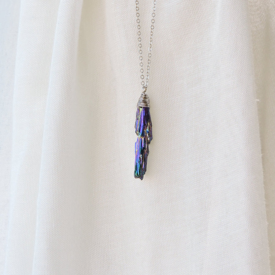 Peacock Aura Kyanite Pendant