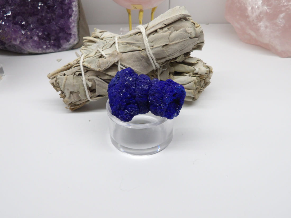 Natural azurite specimen with deep blue crystalline formations