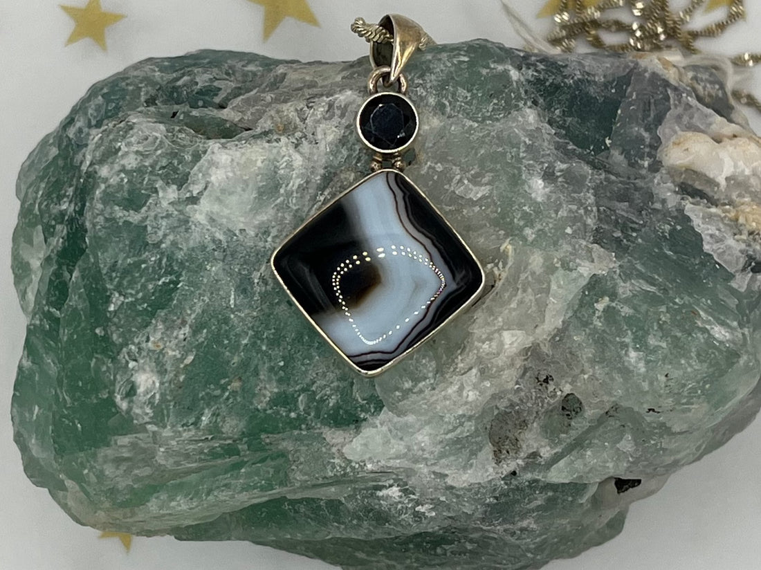 Black Onyx and Spinel Pendant