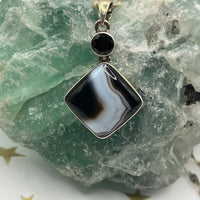 Black Onyx and Spinel Pendant