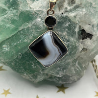 Black Onyx and Spinel Pendant