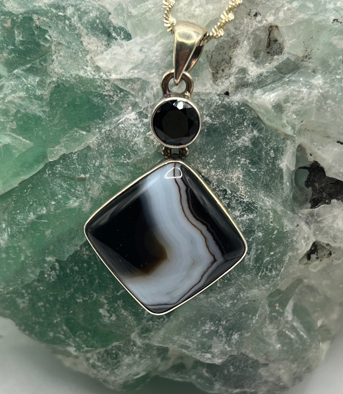 Black Onyx and Spinel Pendant