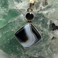 Black Onyx and Spinel Pendant