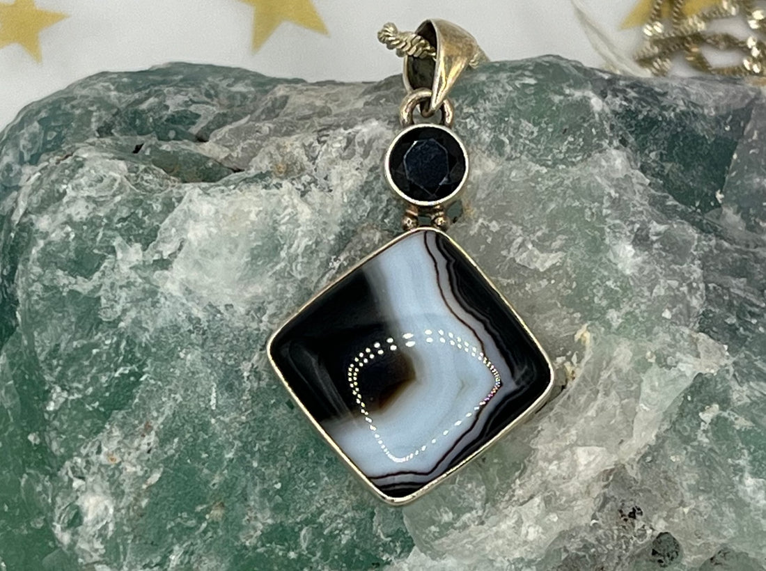 Black Onyx and Spinel Pendant