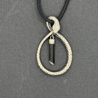 Black Tourmaline Oval Snake Pendant