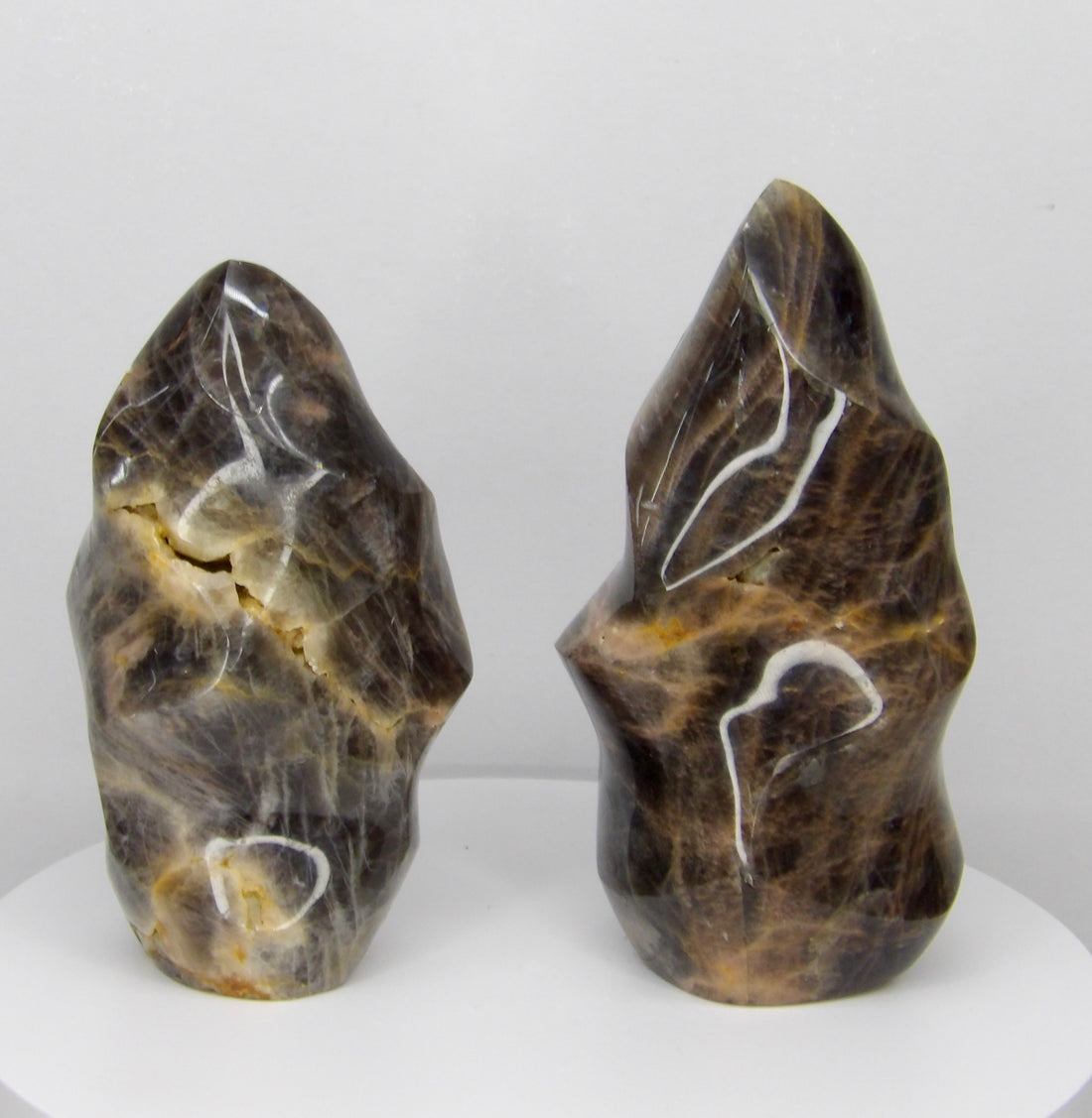Two Black Moonstone Flames for new moon altar décor