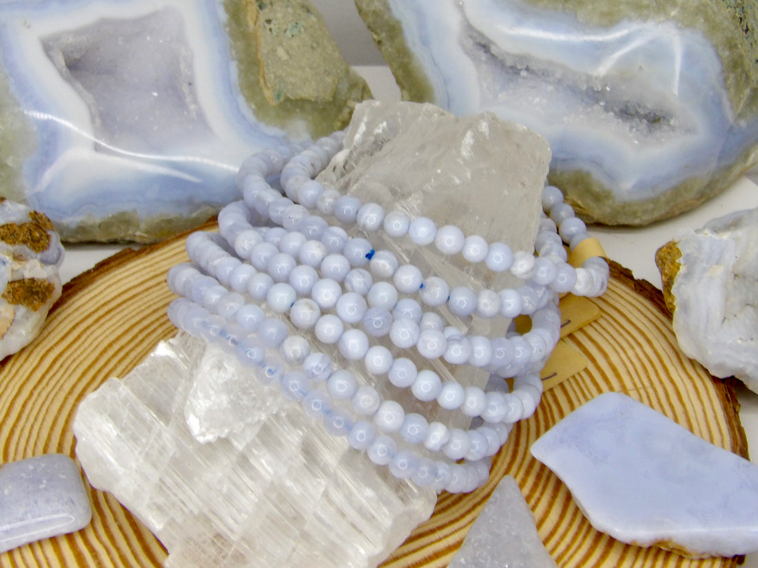 Blue lace agate stretch bracelets 5 mm