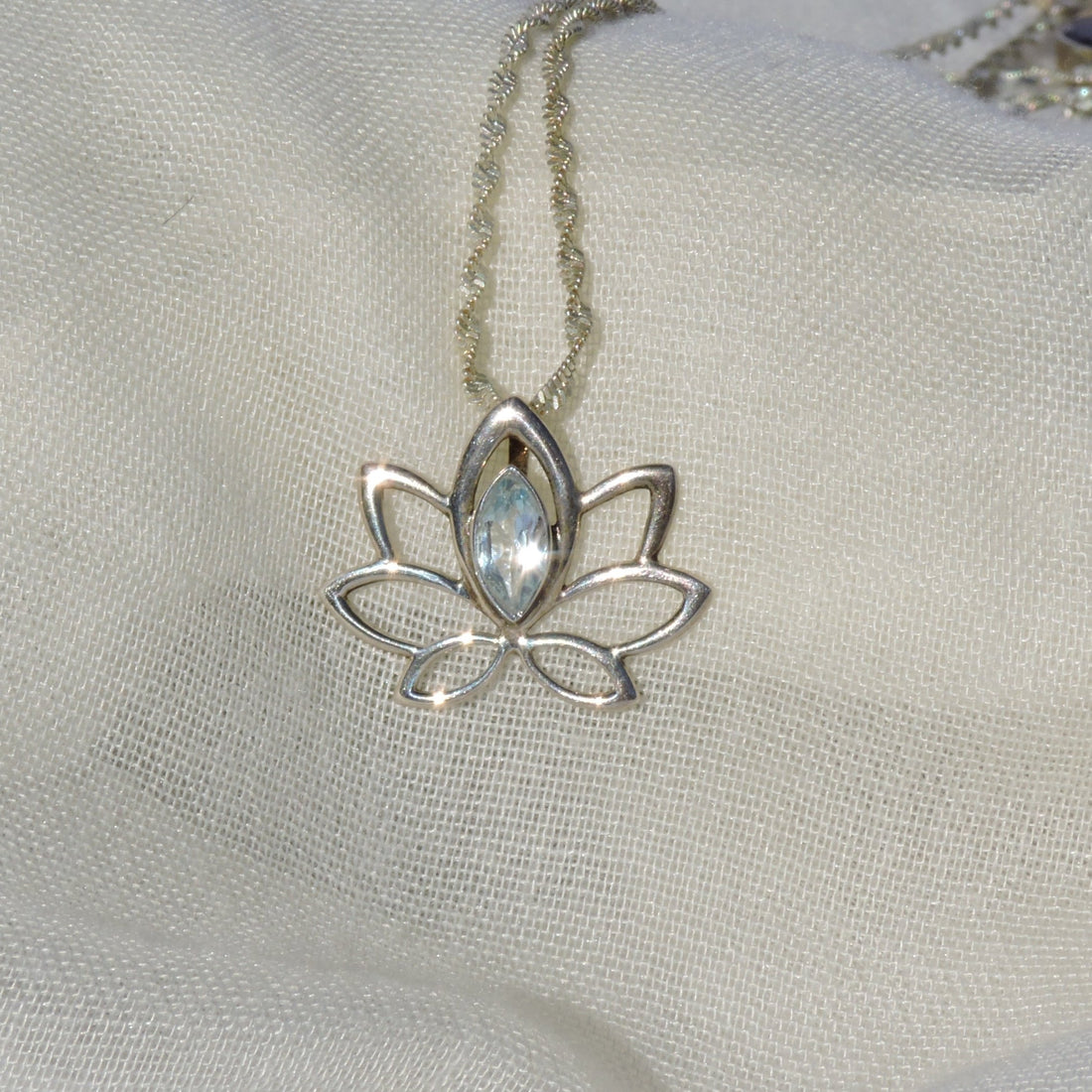 Blue Topaz Lotus Pendant