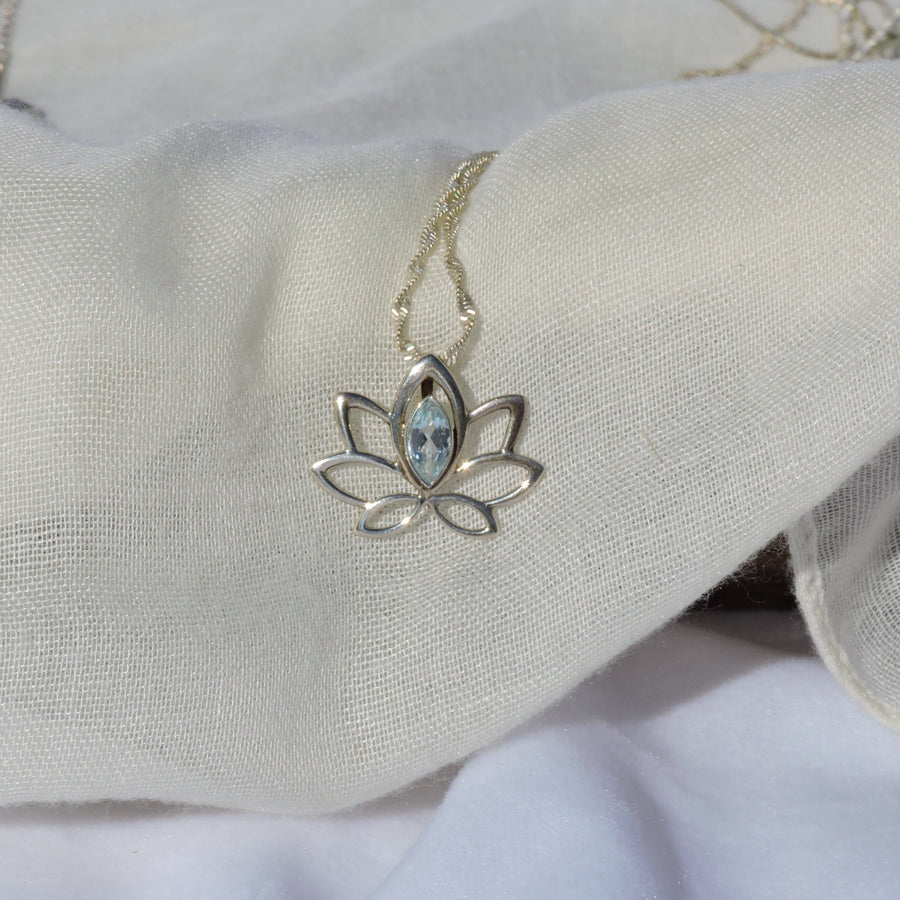 Blue Topaz Lotus Pendant