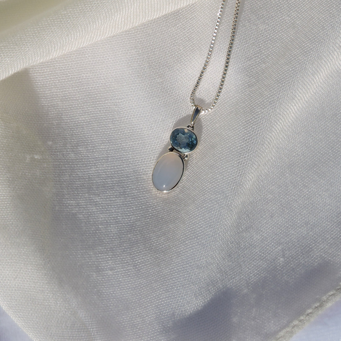 Blue Topaz and Moonstone Pendant