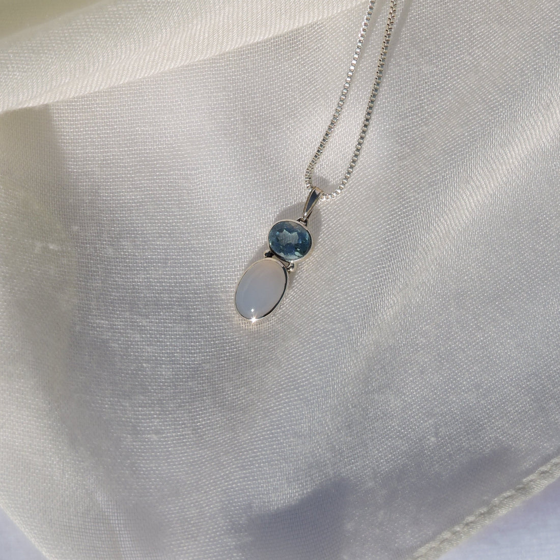 Blue Topaz and Moonstone Pendant