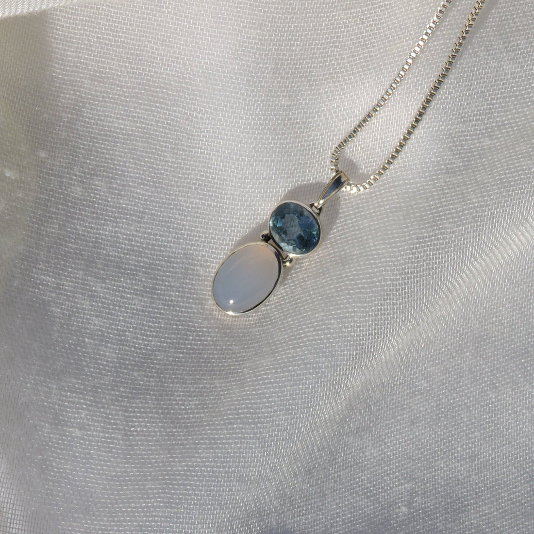 Blue Topaz and Moonstone Pendant