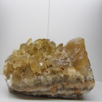 Large golden Calcite Dogtooth Cluster crystal, 6 lbs, 8x6x4 inches, with sharp honey-colored terminations on display.