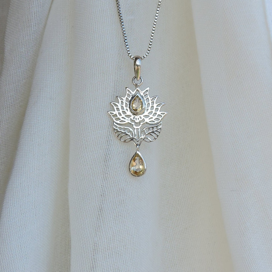 Citrine Lotus Flower Pendant