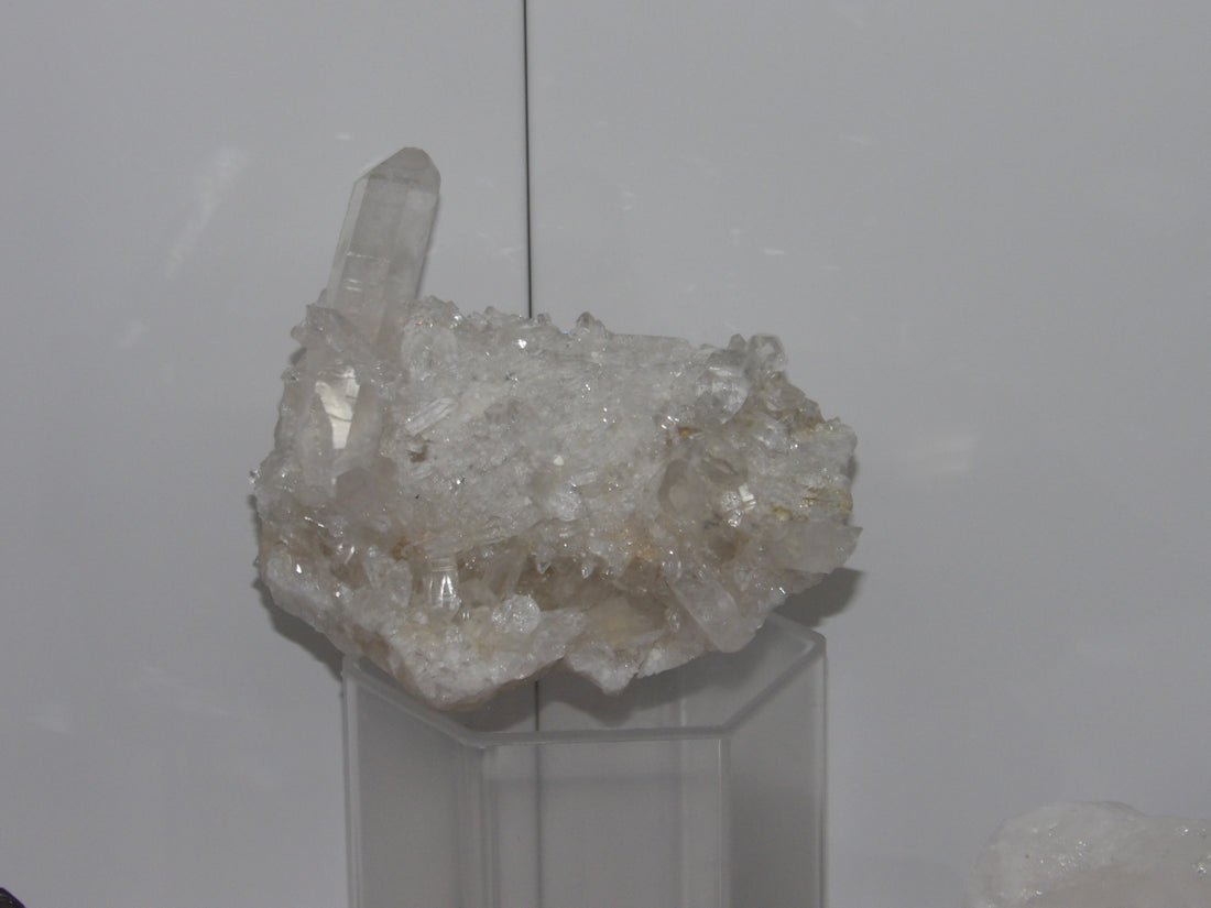 Natural Clear Quartz cluster with long terminated points and bright shimmer