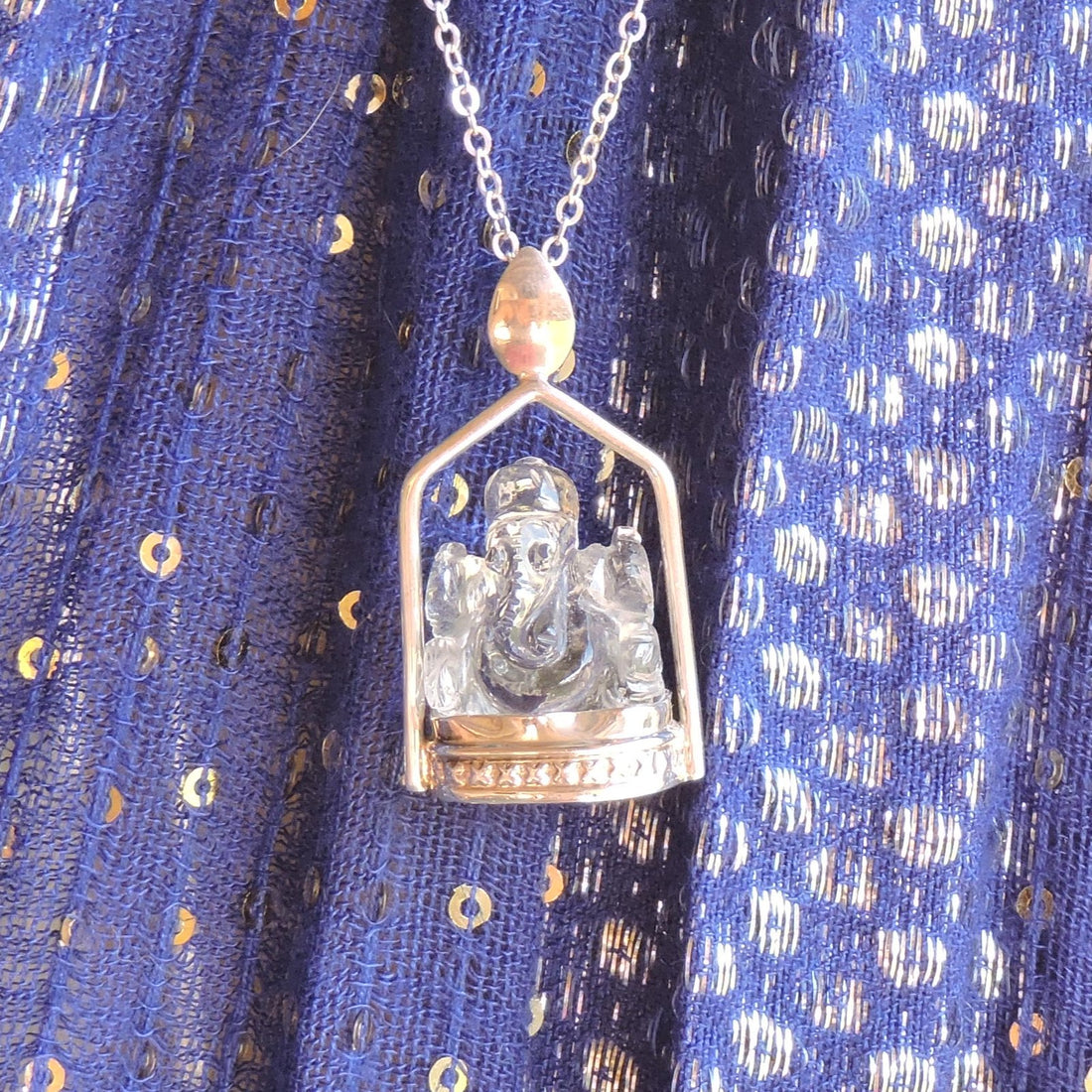 Clear Quartz Ganesh Pendant