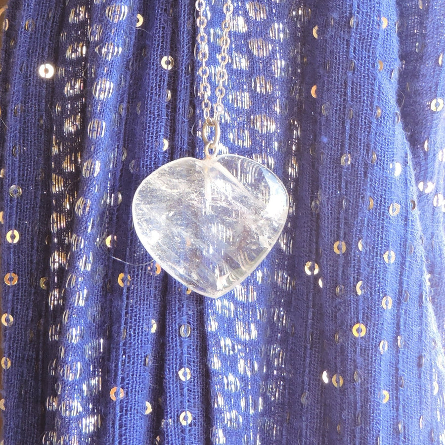 Simple Clear Quartz Heart Pendant