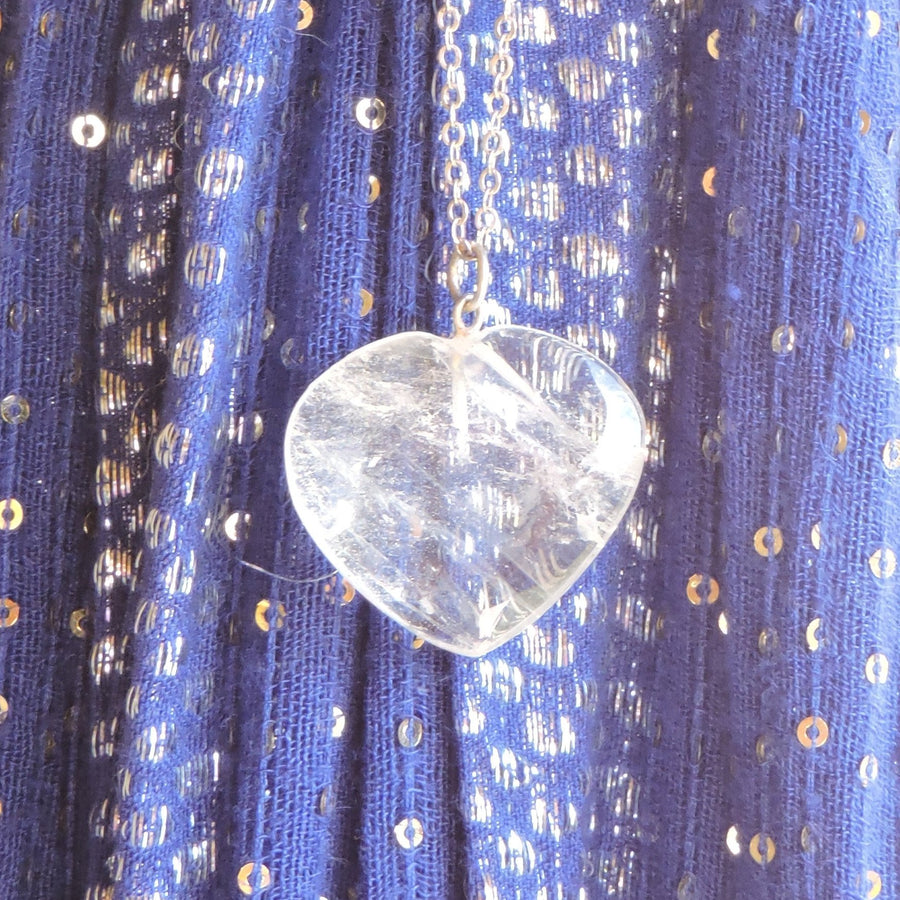 Simple Clear Quartz Heart Pendant