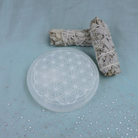 Selenite Cleansing Plates with Etchings (Round) - Choose Your Crystal