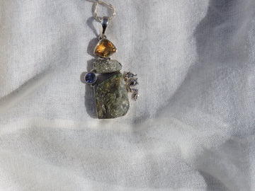 Dragon Pendant - Labradorite - Citrine - Pyrite - Iolite Pendant