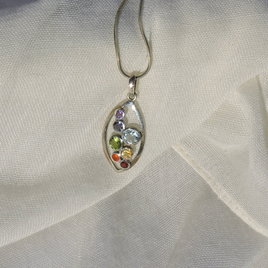 Gemstone and Silver Teardrop Pendant