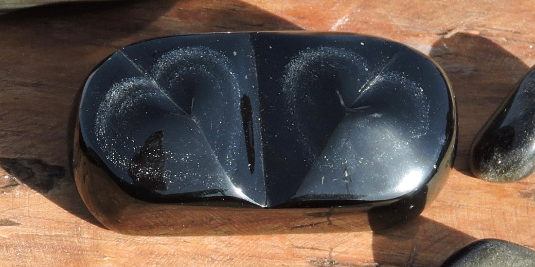 Hand-Carved Gold Sheen Obsidian Stones – Heart Designs