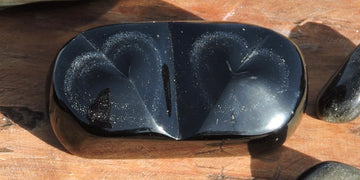 Hand-Carved Gold Sheen Obsidian Stones – Heart Designs