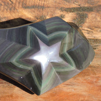 Hand-Carved Rainbow Obsidian Stones – Star and Heart Designs