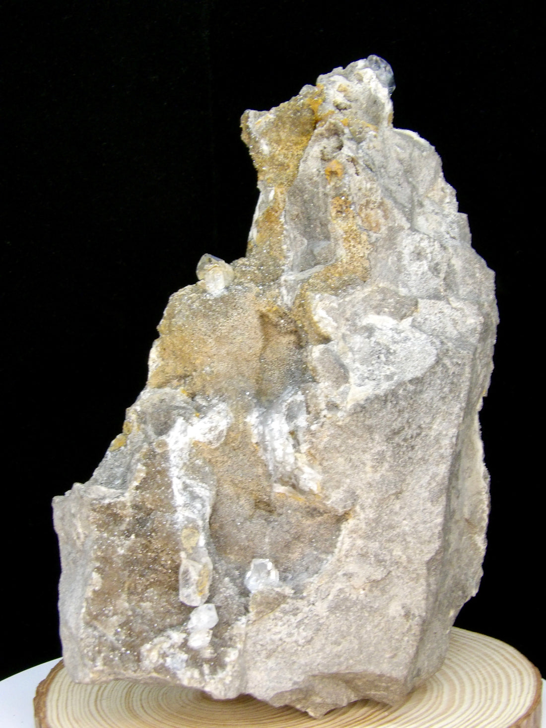 Large natural Herkimer Diamond specimen with multiple double-terminated quartz crystals and druzy quartz on matrix, 3.5 pounds.