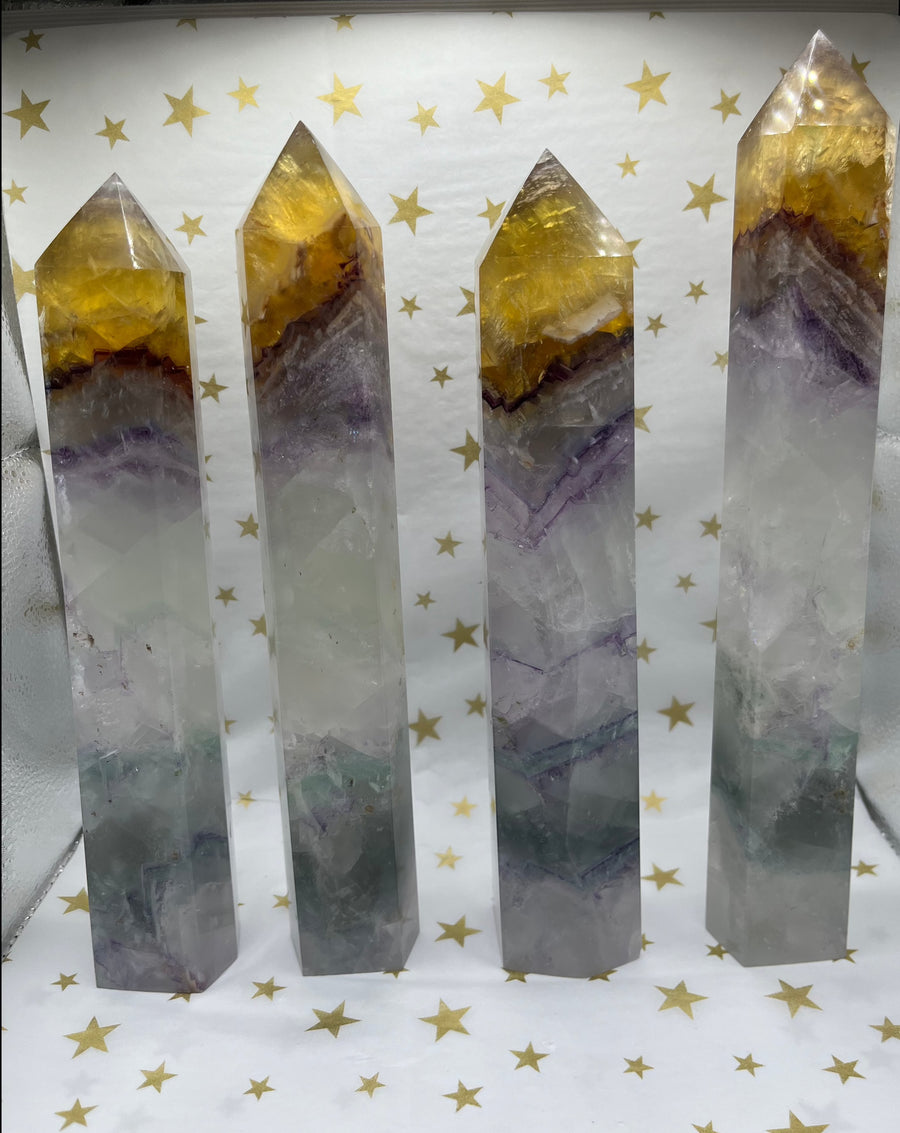 Rainbow Fluorite - Yellow Tipped Towers - (Price Per Piece)