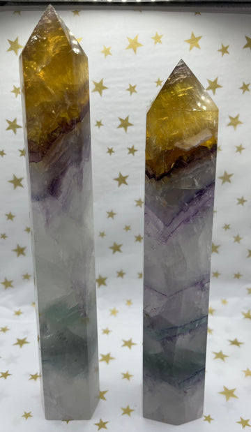 Rainbow Fluorite - Yellow Tipped Towers - (Price Per Piece)