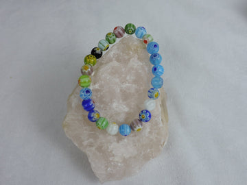 Tri Mille Fiore Style Single Strand Stretch Bracelet (Price Per Piece)