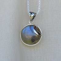 Round Labradorite Pendant with Silver Accent