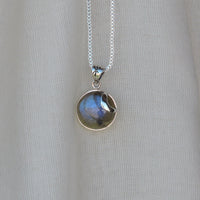 Round Labradorite Pendant with Silver Accent